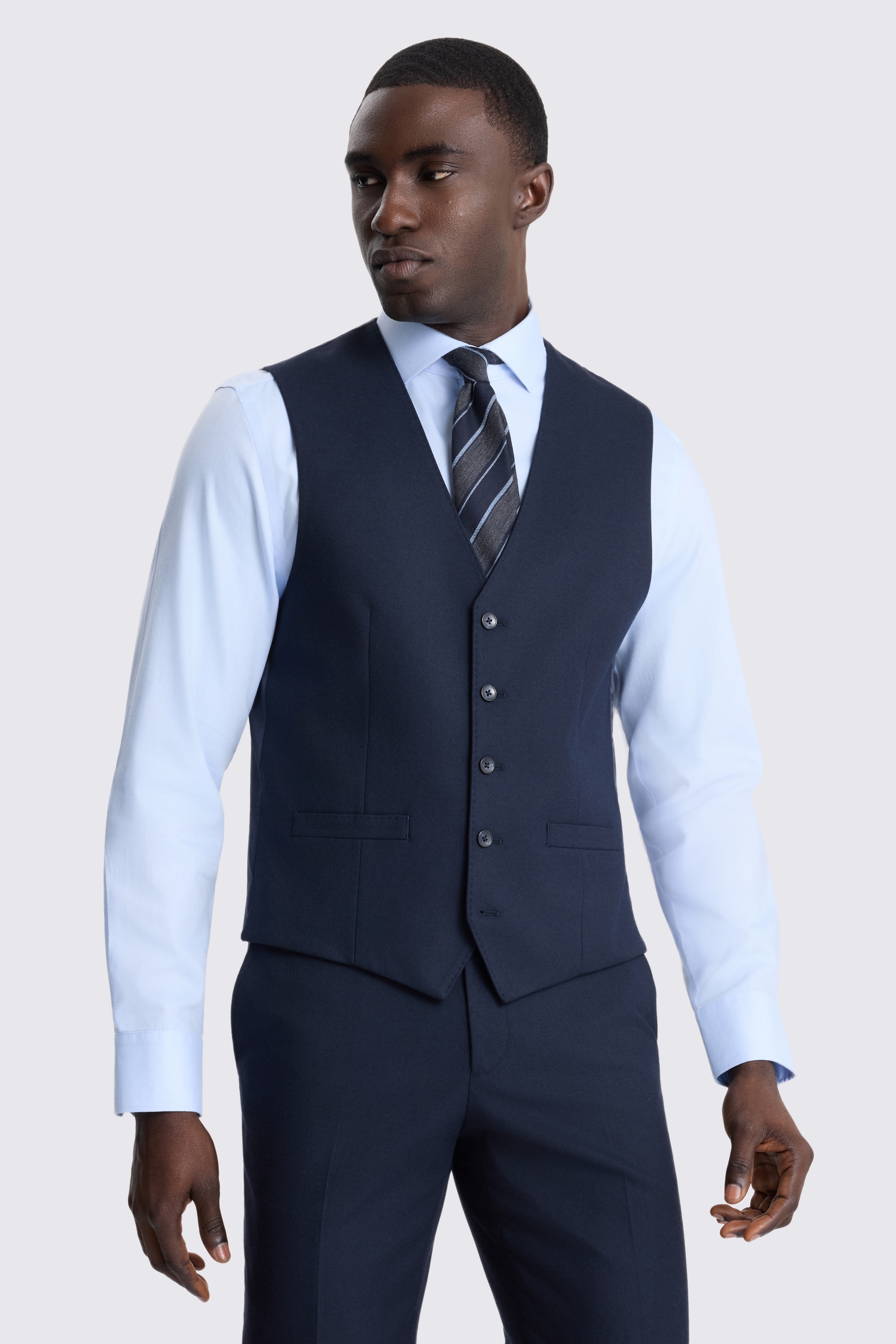 Tailored Fit Navy Flannel Suit